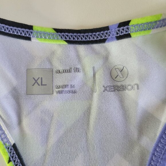 Xersion Fitness Tank Top Activewear Racerback Geometric Blue Green Women XL Neon - Picture 8 of 10